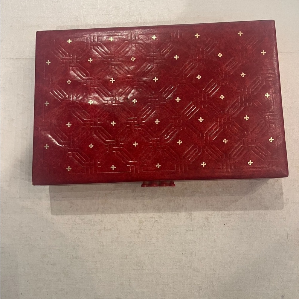 Vintage MCM Embossed red leather Jewelry Box. Gorgeous!